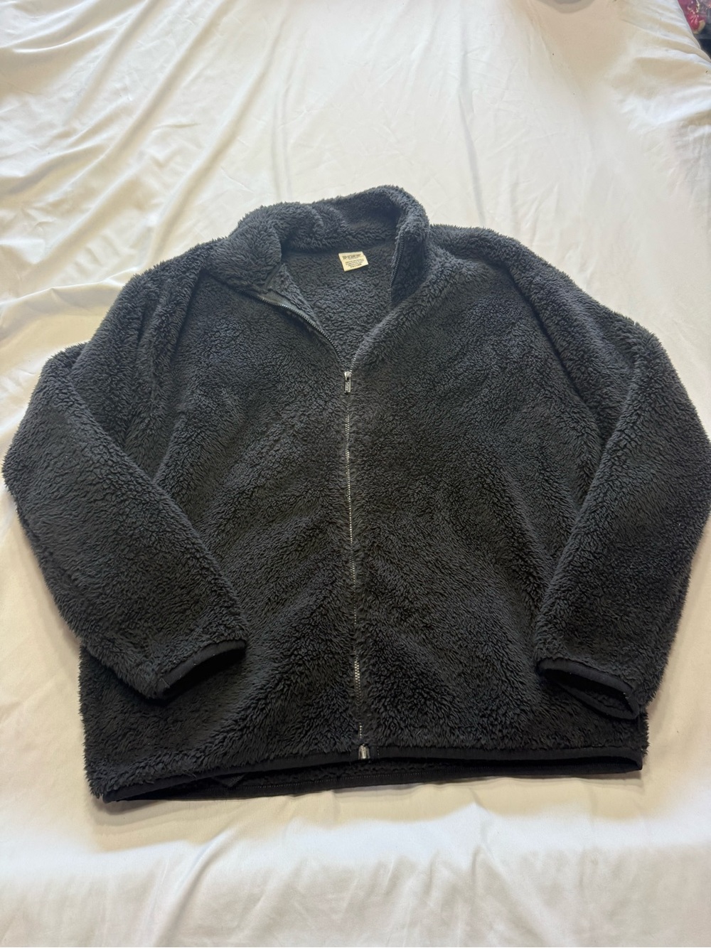 PINK Victoria's Secret Black Sherpa Zip-Up Jacket